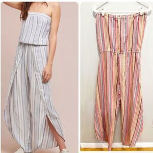 Anthropologie drew emerson strapless tulip hem jumpsuit red rainbow